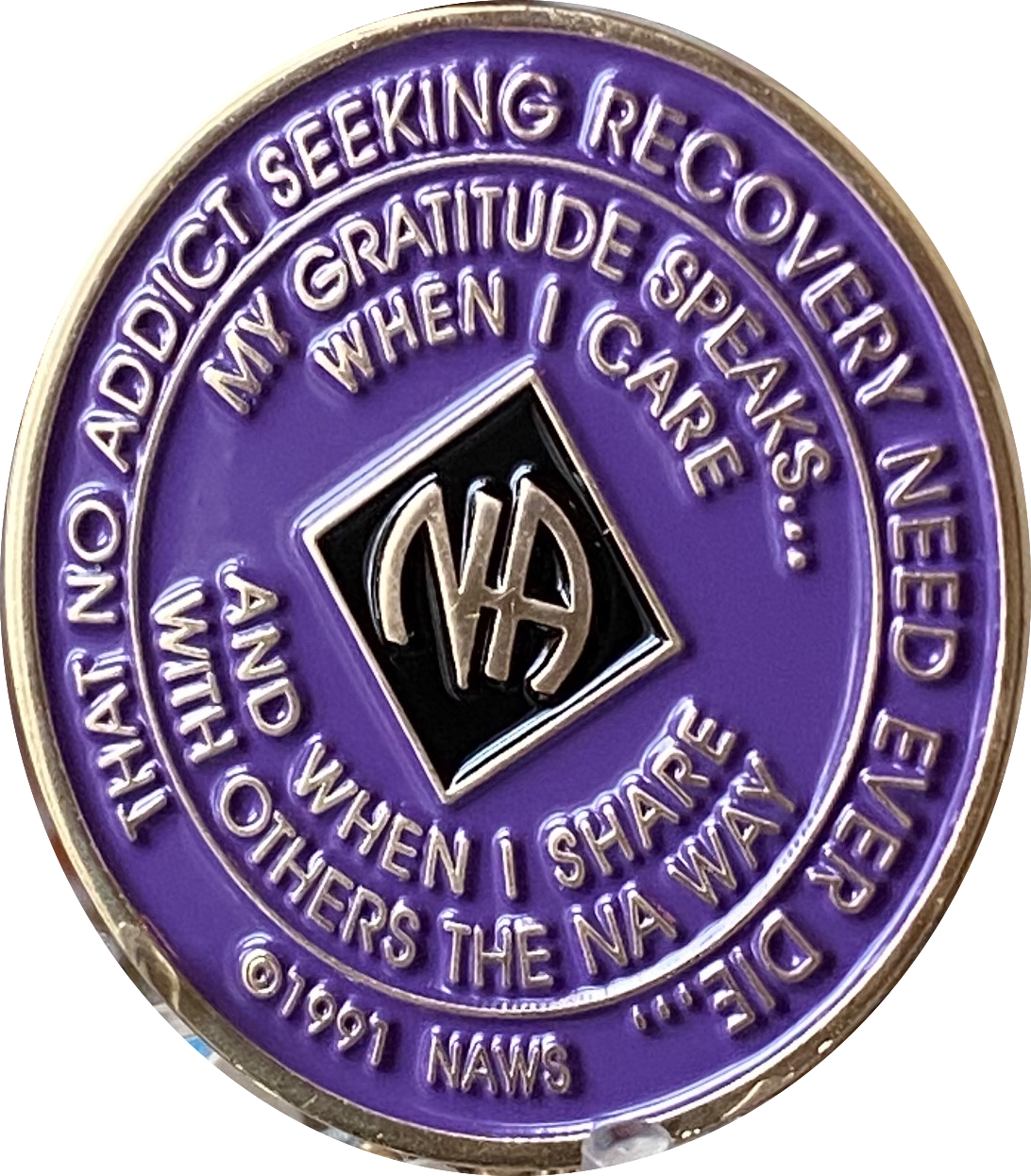 6 Year NA Clean Time Chip Purple Silver Glitter Official Narcotics Ano ...