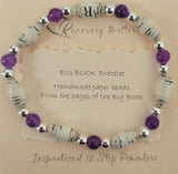 AA Big Book Bracelet Purple & Silver Beads Made From Real Pages From The Big Book