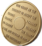 1 - 50 Year AA Medallion Premium Bronze Serenity Prayer Sobriety Chip