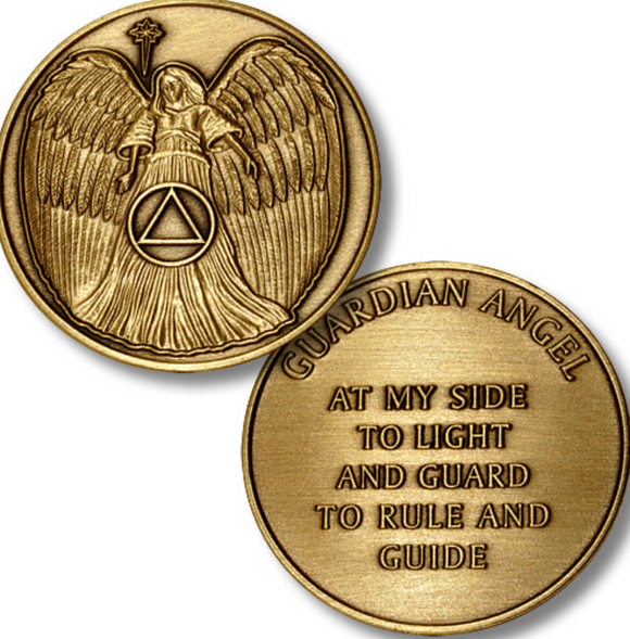 Guardian Angel AA Medallion Premium Bronze Sobriety Chip