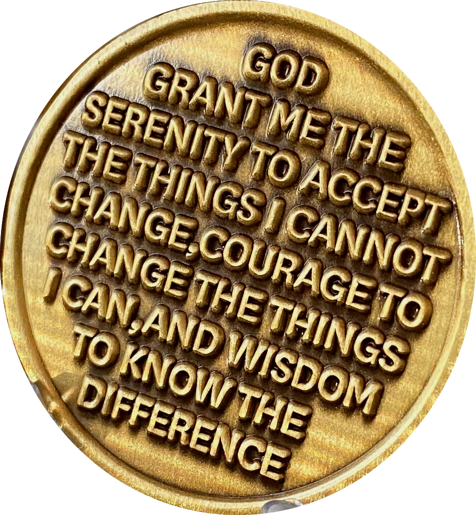 Sakura Tree Cherry Blossom Yin Yang Purple White Serenity Prayer Medal