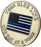 Thin Blue Line Police Law Enforcement American Flag One Day At A Time Medallion