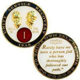 1 - 55 Year AA Founders Medallion White / Red Tri-Plate Sobriety Chip