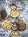 Brass inspirational keychains: Let Go Let God butterfly, Women in Recovery rose, Serenity Lake