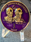 1 Year AA Founders Medallion close-up showing I Years