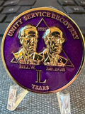 50 Year AA Founders Medallion front on display stand