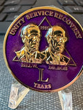 50 Year AA Founders Medallion close-up showing L Years
