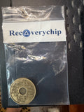 Serenity Prayer back of the RecoveryChip 6 Month medallion in branded packaging