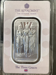 The Royal Mint Limited Edition The Three Graces 1 Oz .999 Silver Bar