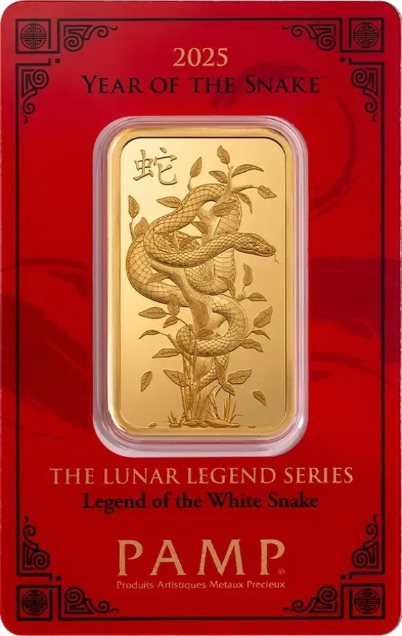 2025 PAMP Suisse 1 oz Gold Bar Lunar Legends White Snake