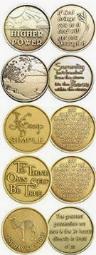 5 Coin Sobriety Set Higher Power Peace Keep Simple Thine Camel Medallion Set