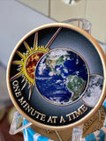 One Minute At A Time Universe Sun Moon Earth Serenity Prayer Medallion