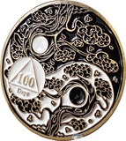 100 Days AA Medallion Ying Yang Black and White Serenity Prayer Coin