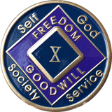 Offical NA Triplate Purple Blue & Black Color Narcotics Anonymous Medallion 18 Month Year 1 - 50 - RecoveryChip