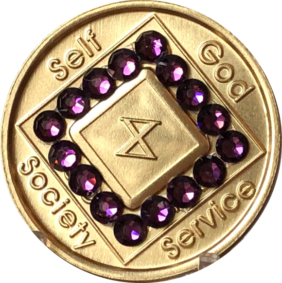 1 - 40 Year Official NA Medallion With Velvet Purple Color Swarovski Crystal