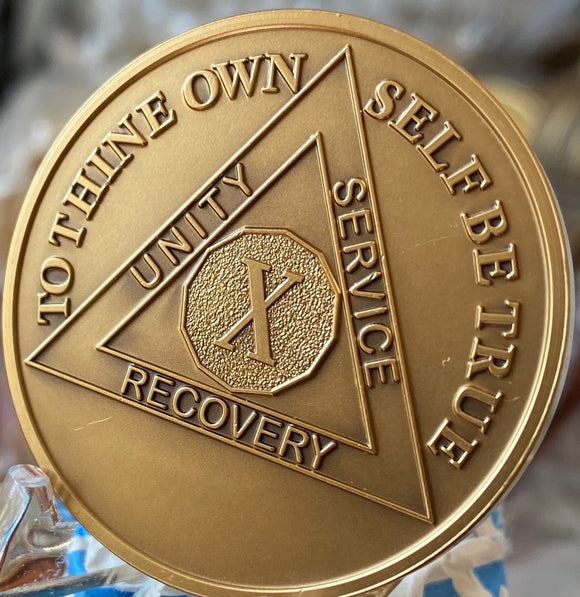 10 Year AA Medallion Large Heavy AA Proof-like Bronze – 1½” [Challenge Coin Size Sobriety Chip