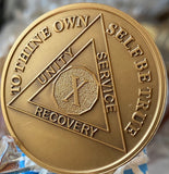 10 Year AA Medallion Large Heavy AA Proof-like Bronze – 1½” [Challenge Coin Size Sobriety Chip