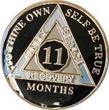1 2 3 4 5 6 7 8 9 10 11 or 18 Month AA Medallion Classic Black Tri-Plate Sobriety Chip
