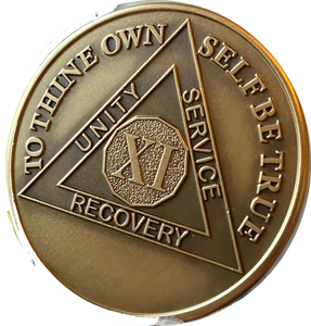 Engravable 11 Year AA Medallion Large Heavy AA Proof-like Bronze – 1½” [Challenge Coin Size Sobriety Chip