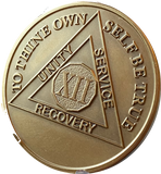 Engravable 12 Year AA Medallion Large Heavy AA Proof-like Bronze – 1½” [Challenge Coin Size Sobriety Chip