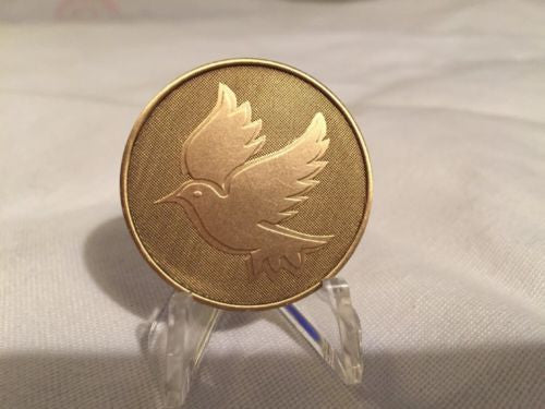 Dove Kindness Mark Twain Bronze Medallion Chip Coin Language Deaf Blind - RecoveryChip