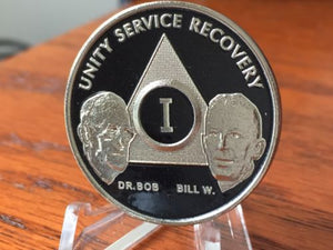 AA Founders Black Nickel Plated Any Year 1 - 65 Medallion Chip Bill W & Dr Bob - RecoveryChip