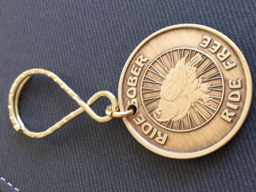 Ride Sober Ride Free Serenity Prayer Key Tag Chain AA Medallion Chip Coin - RecoveryChip