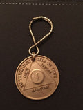 AA Alcoholics Anonymous 1 Year Anniversary Medallion Chip Key Chain Keytag Keychain Tag - RecoveryChip