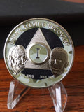 AA Founders Camo Black Nickel Plated Any Year 1 - 65 Medallion Chip Bill W Dr Bob - RecoveryChip