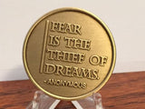 Dare To Dream Fear Is The Thief Bronze Medallion Chip Coin - RecoveryChip