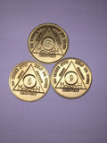 AA Alcoholics Anonymous Medallion Chip Set 3 6 9 Months Coin Coins 90 Days - RecoveryChip