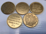 AA Alcoholics Anonymous Recovery Serenity Chip Medallion Set Of 5 Coins Bronze - RecoveryChip