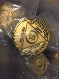 Lot Of 100 Bronze AA Medallions Alcoholics Anonymous Coins New - RecoveryChip