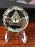 AA Founders Camo Black Nickel Plated Any Year 1 - 65 Medallion Chip Bill W Dr Bob - RecoveryChip