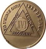 1 - 50 Year Large AA Medallion Heavy Bronze 39mm 1.5" Sobriety Chip