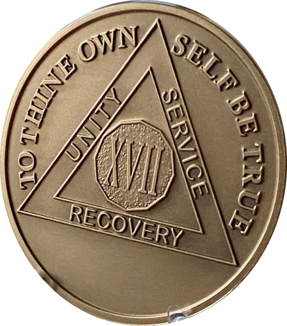 Engravable 17 Year AA Medallion Large Heavy Bronze – 1½” Challenge Coin Size Sobriety Chip