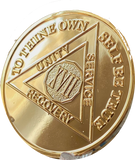 17 Year AA Medallion 22k Gold Plated Sobriety Chip