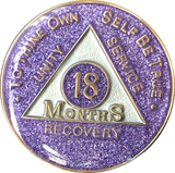 24 Hours AA Medallion Purple or Pink or Aqua Glitter Tri-Plate Sobriety Chip - RecoveryChip