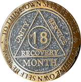 1 2 3 6 9 or 18 Month AA Medallion Reflex Silver Glitter Gold Plated Sobriety Chip