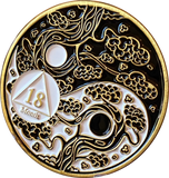 1 2 3 4 5 6 7 8 9 10 11 or 18 Month AA Medallion Ying Yang Black and White Serenity Prayer Chip