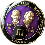 Founders AA Medallion Purple Bill & Bob Tri-Plate Sobriety Chip Year 1 - 50 - RecoveryChip