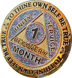 Funfetti Birthday Glitter AA Medallion Month 1 2 3 4 5 6 7 8 9 10 11 Sobriety Chip