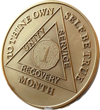 1 Month AA Medallion Large Heavy AA Bronze – 1½” Challenge Coin Size Sobriety Chip