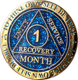 1 Month AA Medallions Bronze Gold Plated and Color Sobriety 30 Day Medallion Chip Coin