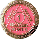 1 Month AA Medallion Gold Plated and Color Sobriety Chip Coin - RecoveryChip