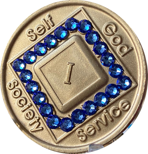 1 - 40 Year Official NA Medallion With Sapphire Blue Color Swarovski Crystal