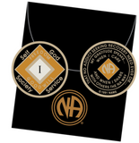 Offical NA Triplate Purple Orange & Black Color Narcotics Anonymous Medallion 18 Month Year 1 - 50 - RecoveryChip