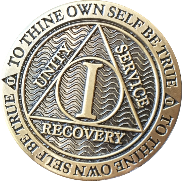 1 - 10 Year Reflex Chocolate Bronze AA Medallion Sobriety Chip - RecoveryChip