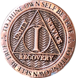 1 Year Copper Plated AA Medallion Reflex Design By Recoverychip.com - RecoveryChip