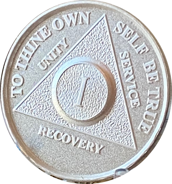 1 Year AA Medallion .999 Fine Silver Sobriety Chip